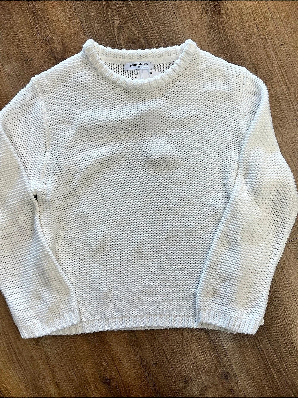 perfectwhitetee Margaret Boxy Crewneck Sweater White XS